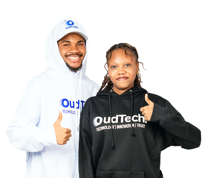 two people smiling